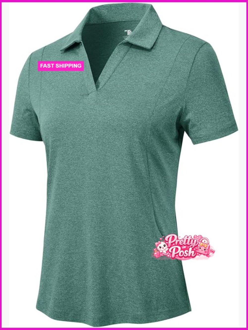 Polyester Spandex Blend Golf Polo Shirt UPF 50+ V-Neck Collared